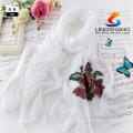 Ningbo Lingshang 2015 moda mais recente venda quente alta qualidade FOLWER pashmina senhoras cachecol